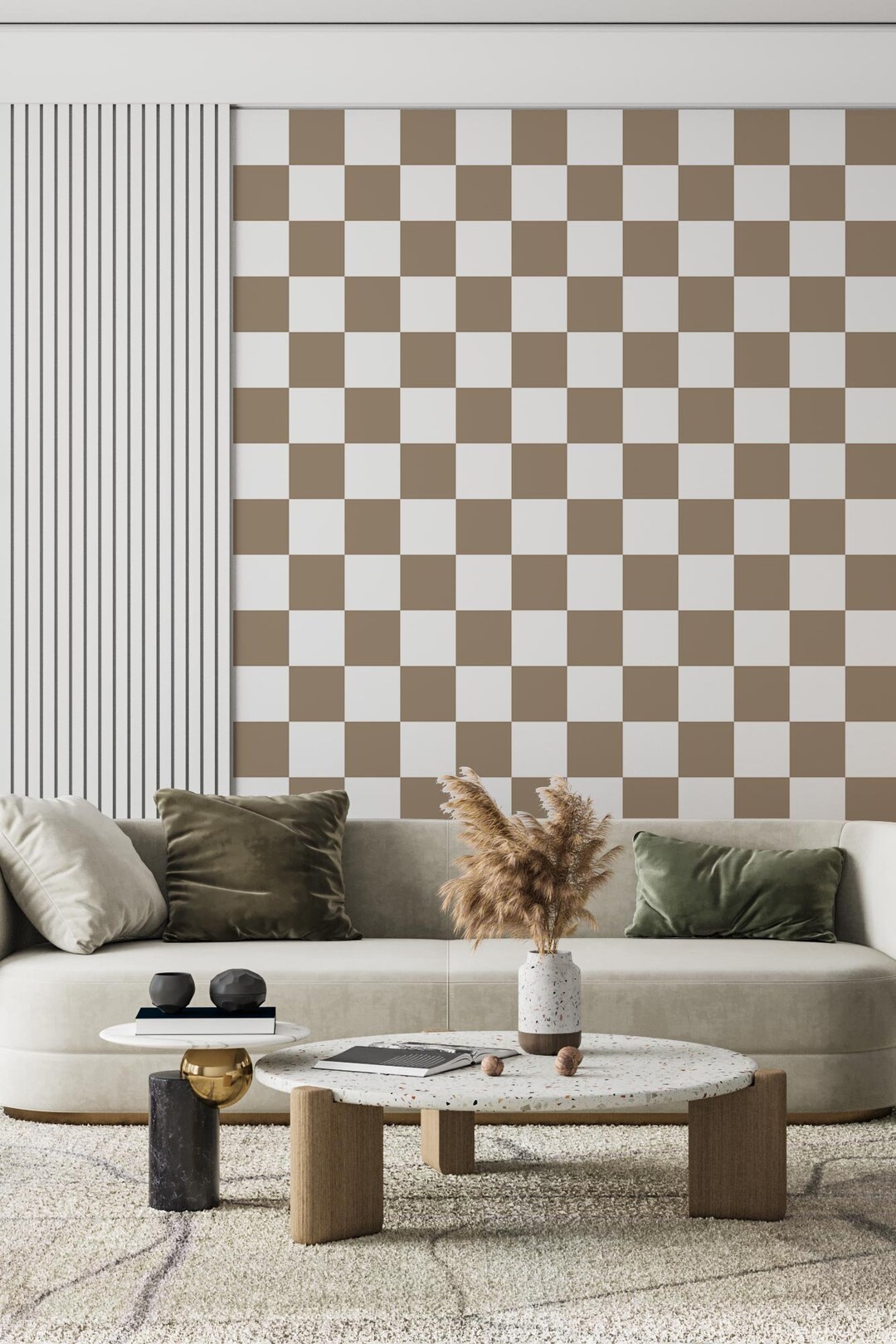 Checkered Wallpaper, Peel and Stick Geometric Wallpaper, Custom