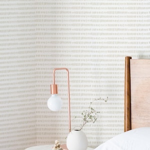 Carta da parati con motivo a pennellate beige, Carta da parati geometrica beige, Carta da parati rimovibile con stampa a pennellate, Carta da parati staccabile e attaccabile