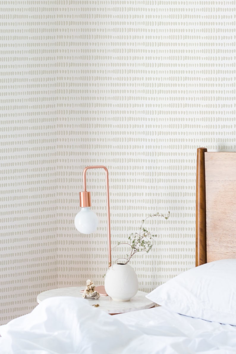 Wallpaper With Beige Brush Stroke Pattern Beige Geometric Etsy