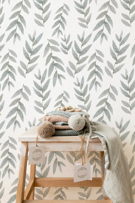 Botanical Wallpaper for Nursery in Peel and Stick Wallpaper