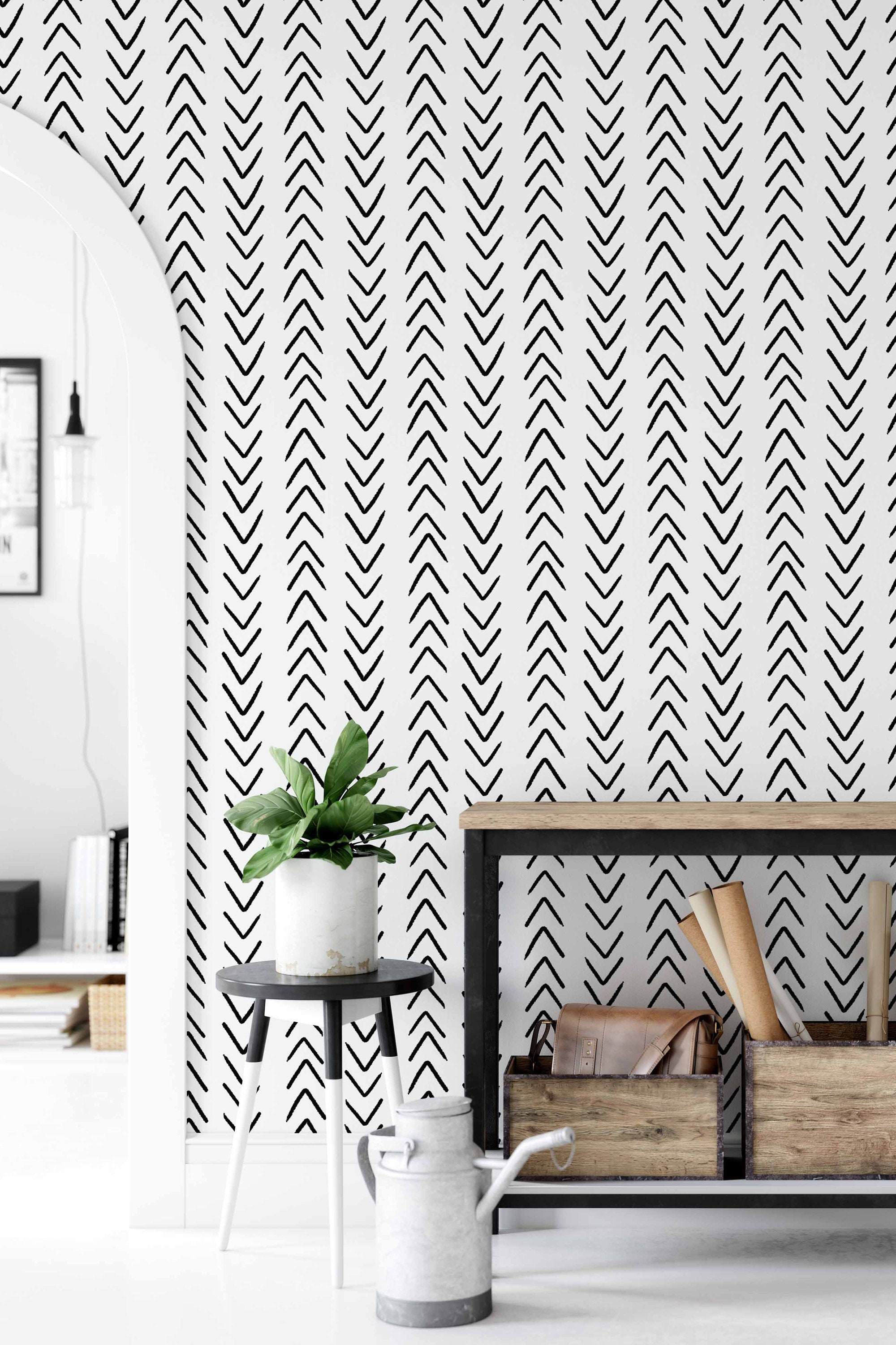 Peel and stick wallpaper with chevron pattern Removable Etsy