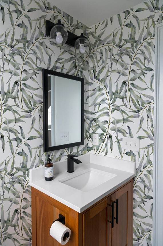 Eucalyptus Leaves Removable Wallpaper Botanical Temporary Etsy Australia