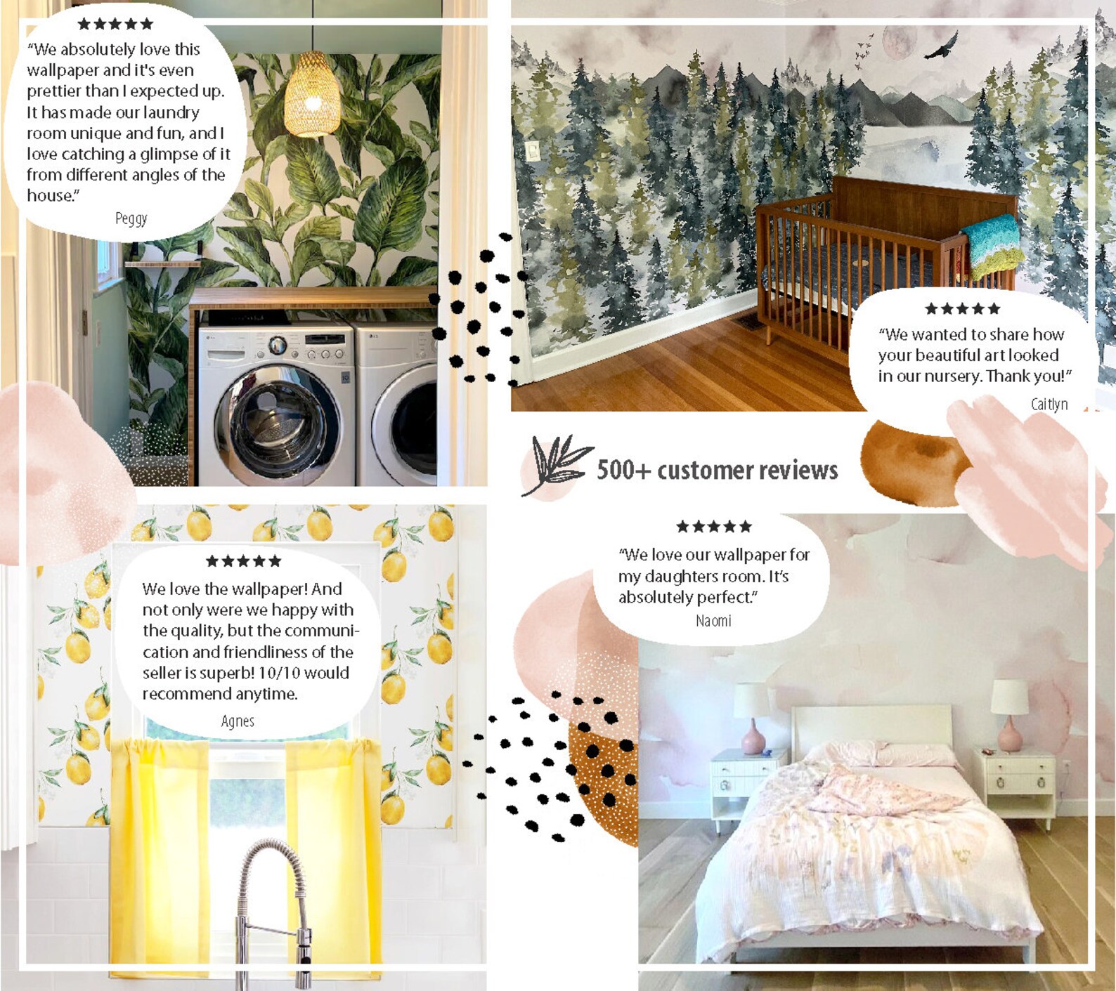 Watercolor Botanical and Floral Wallpaper Mural, Sage Green Peel and ...