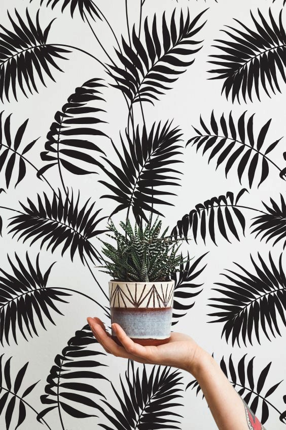 Palm Areca Pattern Wallpaper Removable Wallpaper Palm Areca | Etsy