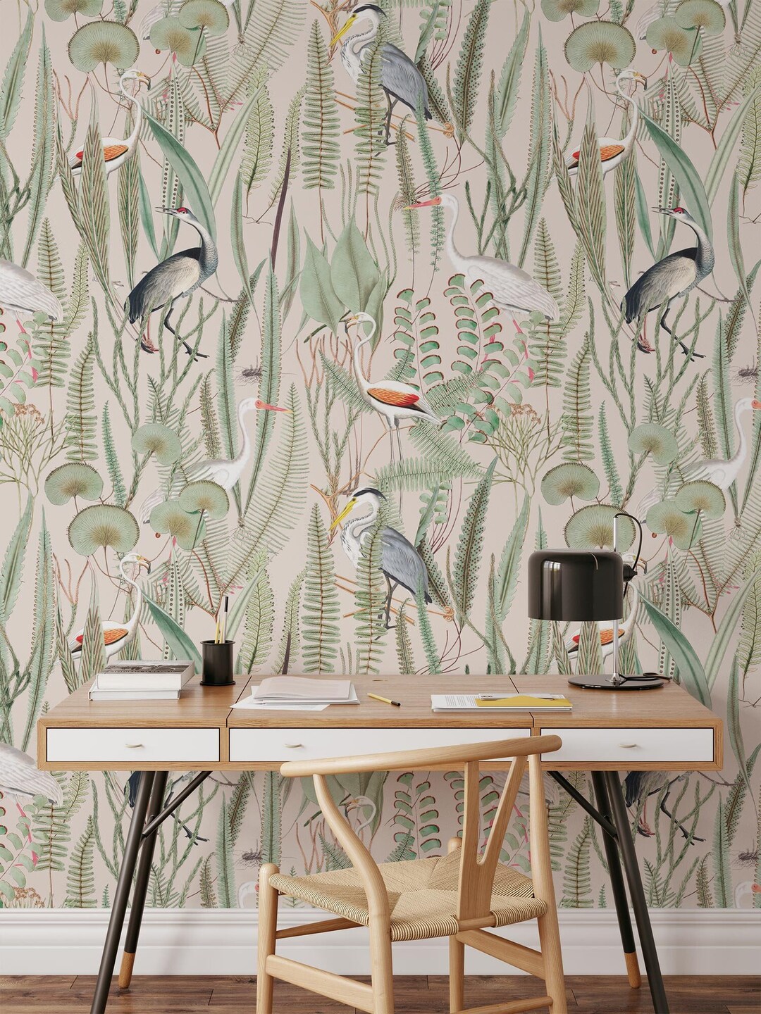 Heron Wallpaper Peel and Stick Heron Wallpaper Peel and - Etsy