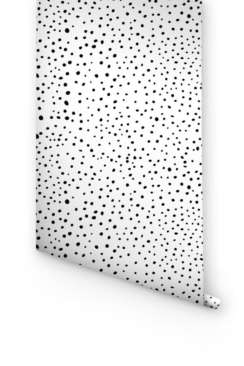 Removable Wallpaper With Polka Dots Pattern Black and White Etsy