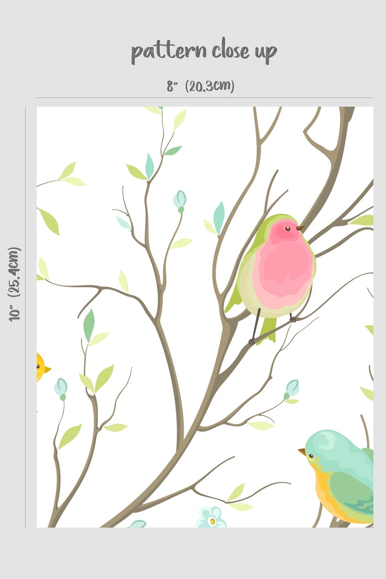 Wallpaper with colorful birds pattern Removable wallpaper | Etsy