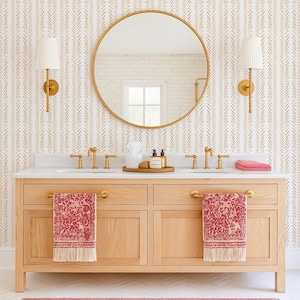 Peel & Stick Wallpaper, Terracotta Herringbone, WFL116