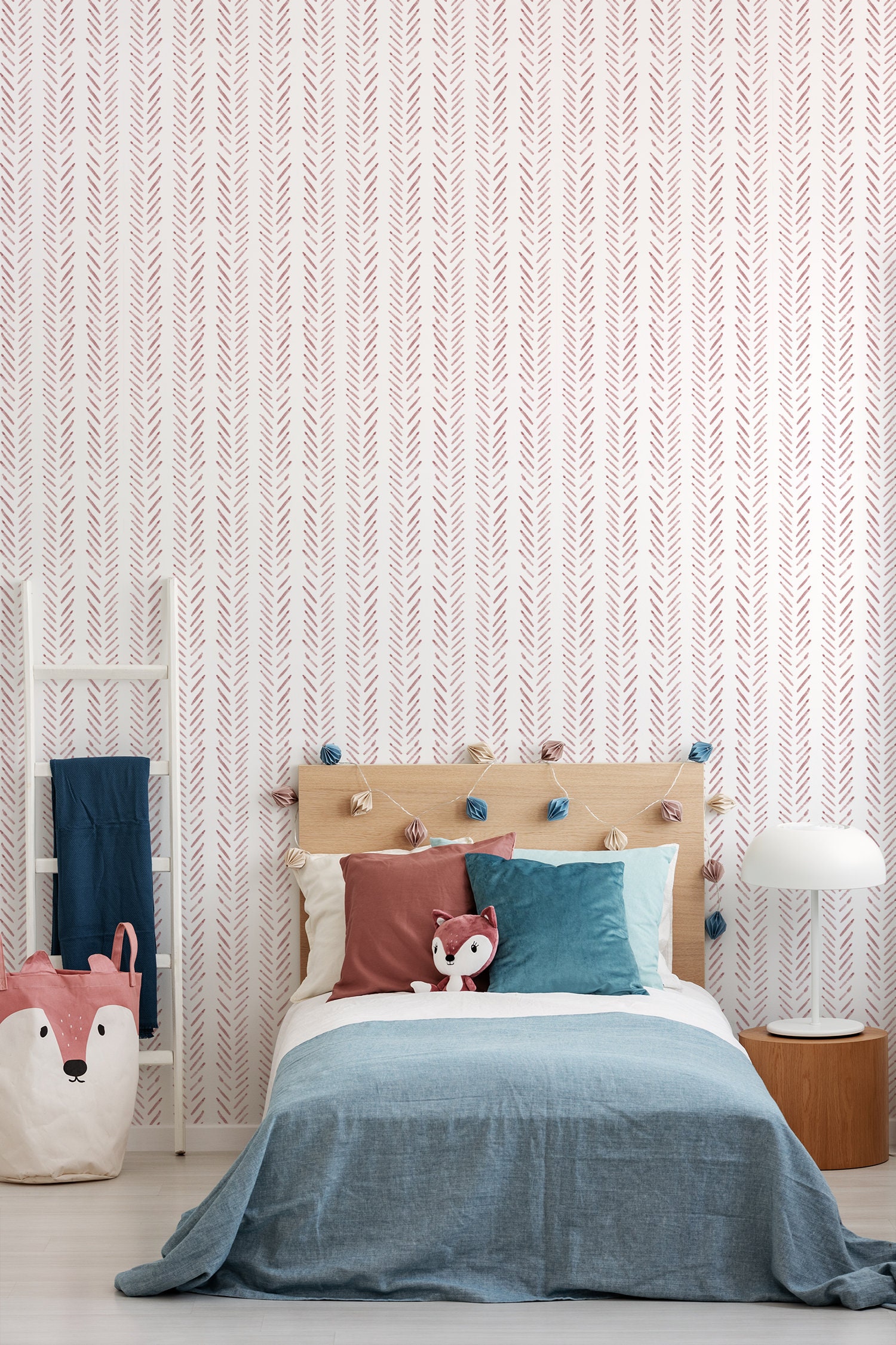 Pink Herringbone Wallpaper Pink Nursery Wallpaper Peel and Etsy