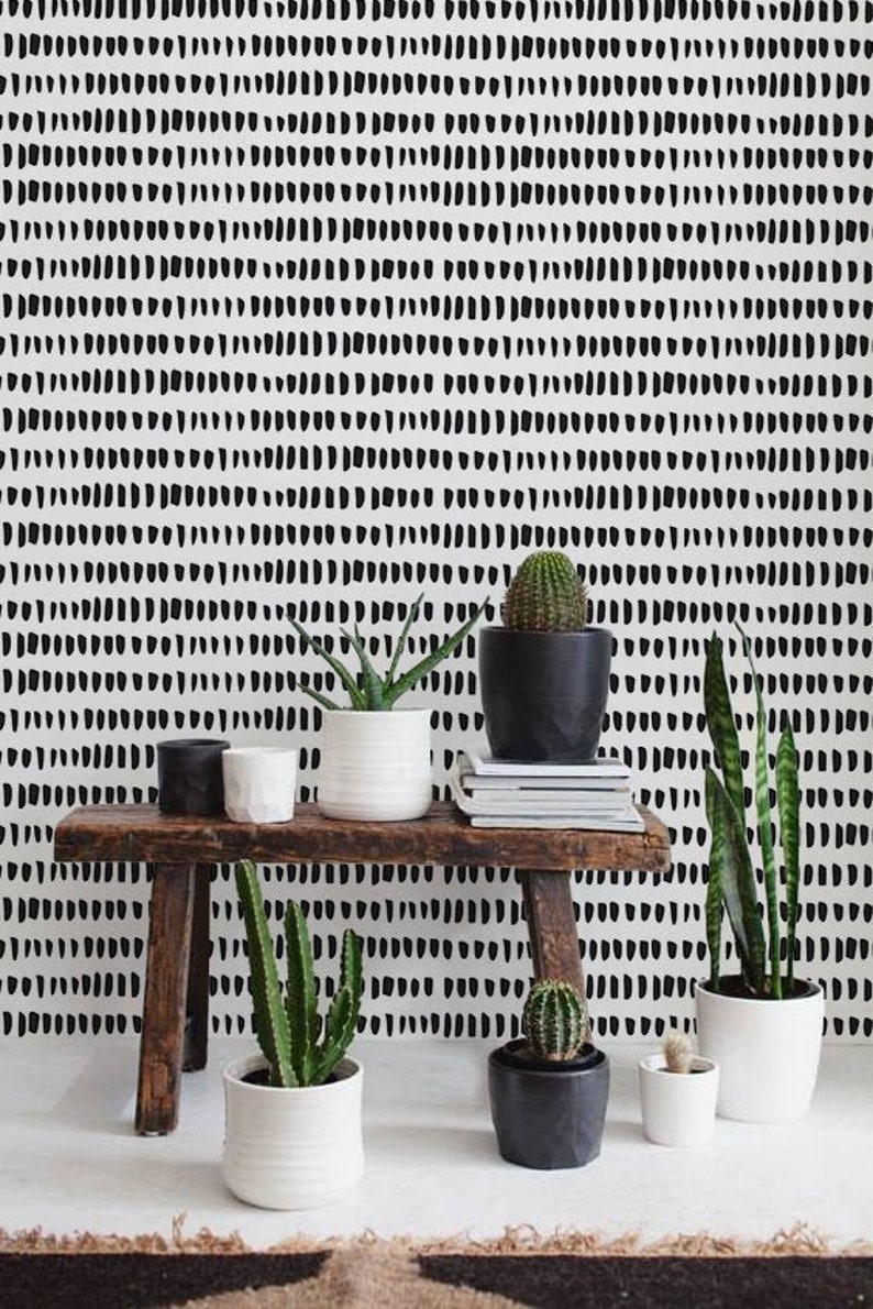 Wallpaper With Beige Brush Stroke Pattern Beige Geometric Etsy Canada