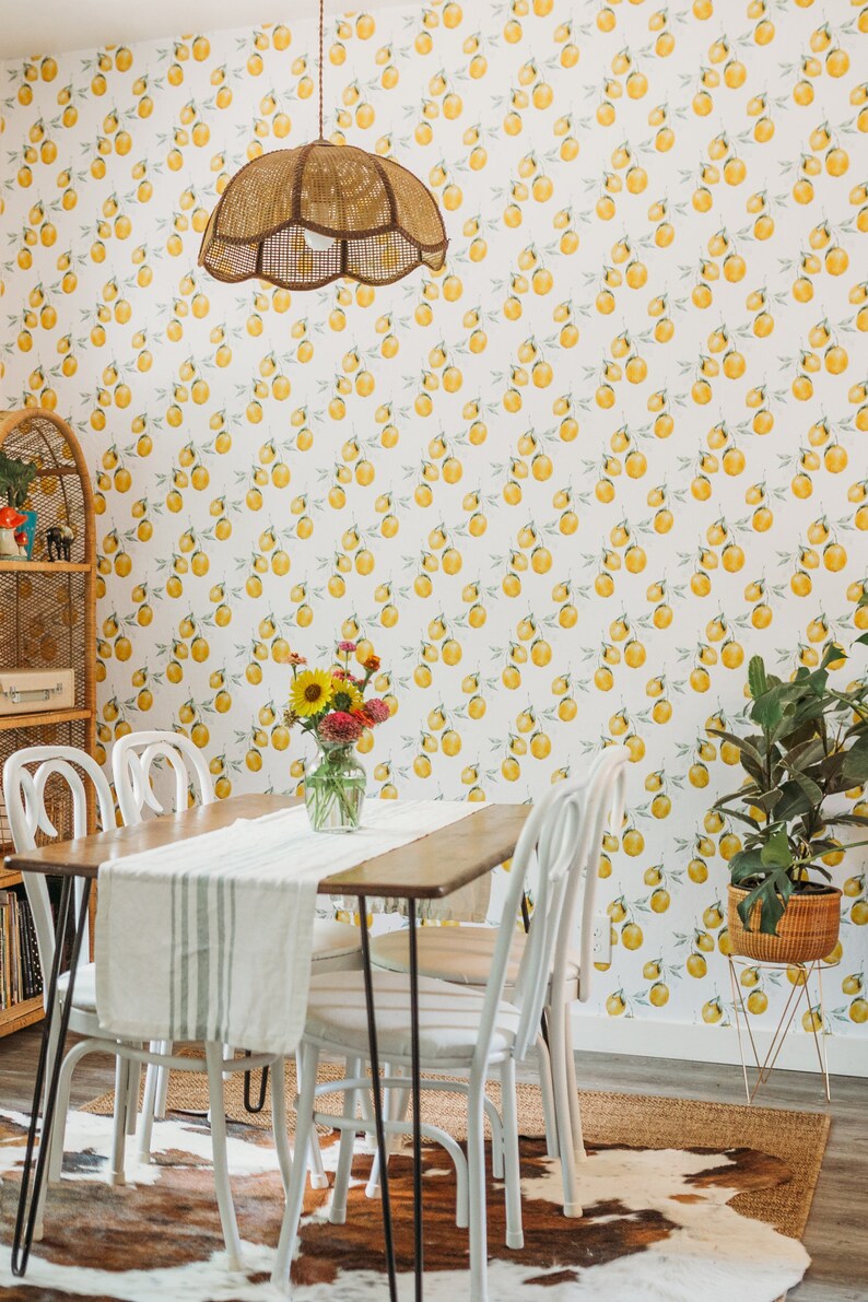 Lemon Wallpaper Removable Wallpaper Lemon Wallpaper Lemon | Etsy