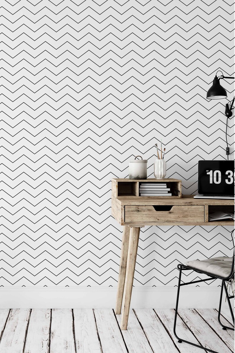 Peel and Stick Wallpaper With Chevron Pattern Chevron Etsy