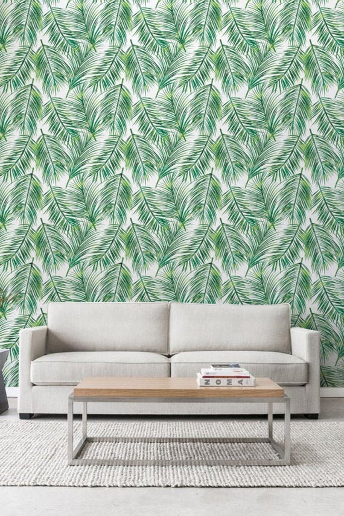 Palm Leaves Selfadhesive Wallpaper Tropical Wallpaper Etsy