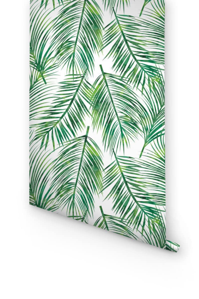Palm Leaves Selfadhesive Wallpaper Tropical Wallpaper Etsy