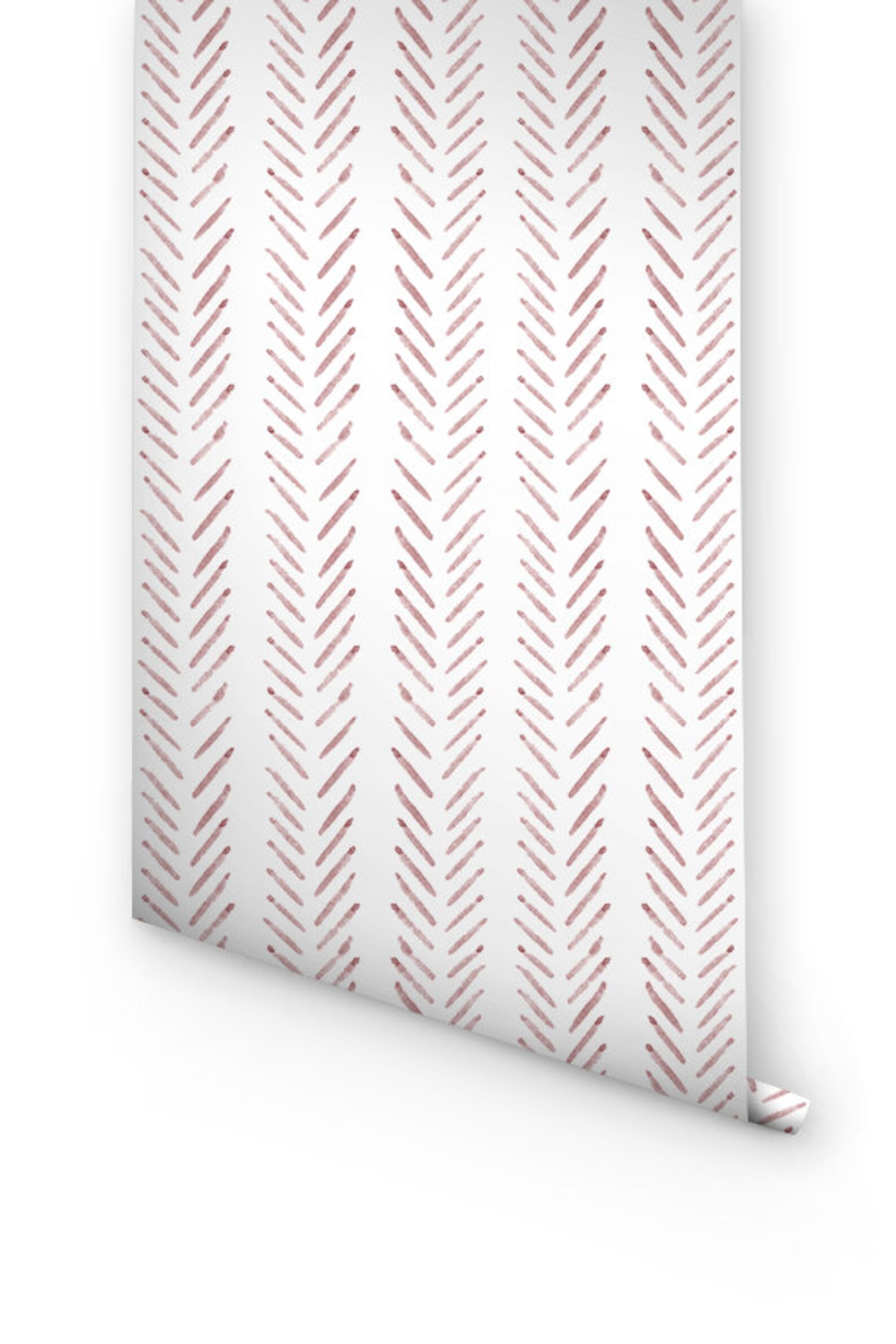 Pink Herringbone Wallpaper Pink Nursery Wallpaper Peel and Etsy