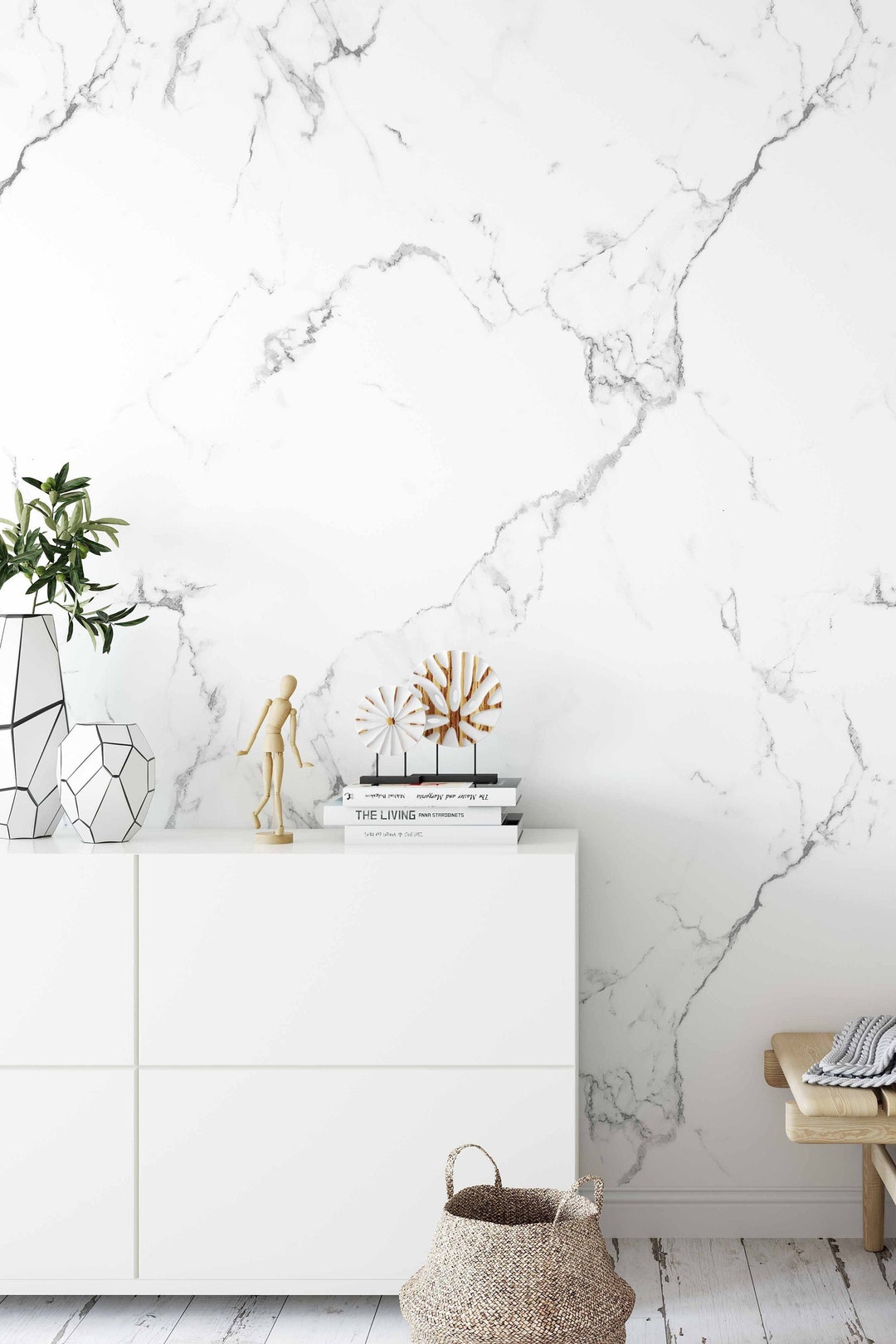 Marble Peel and Stick Wallpaper Removable Wallpaper White Etsy