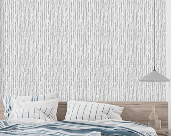 Wallpaper with delicate herringbone print, Herringbone pattern, Herringbone peel and stick wallpaper, Grey wallpaper, WFL028