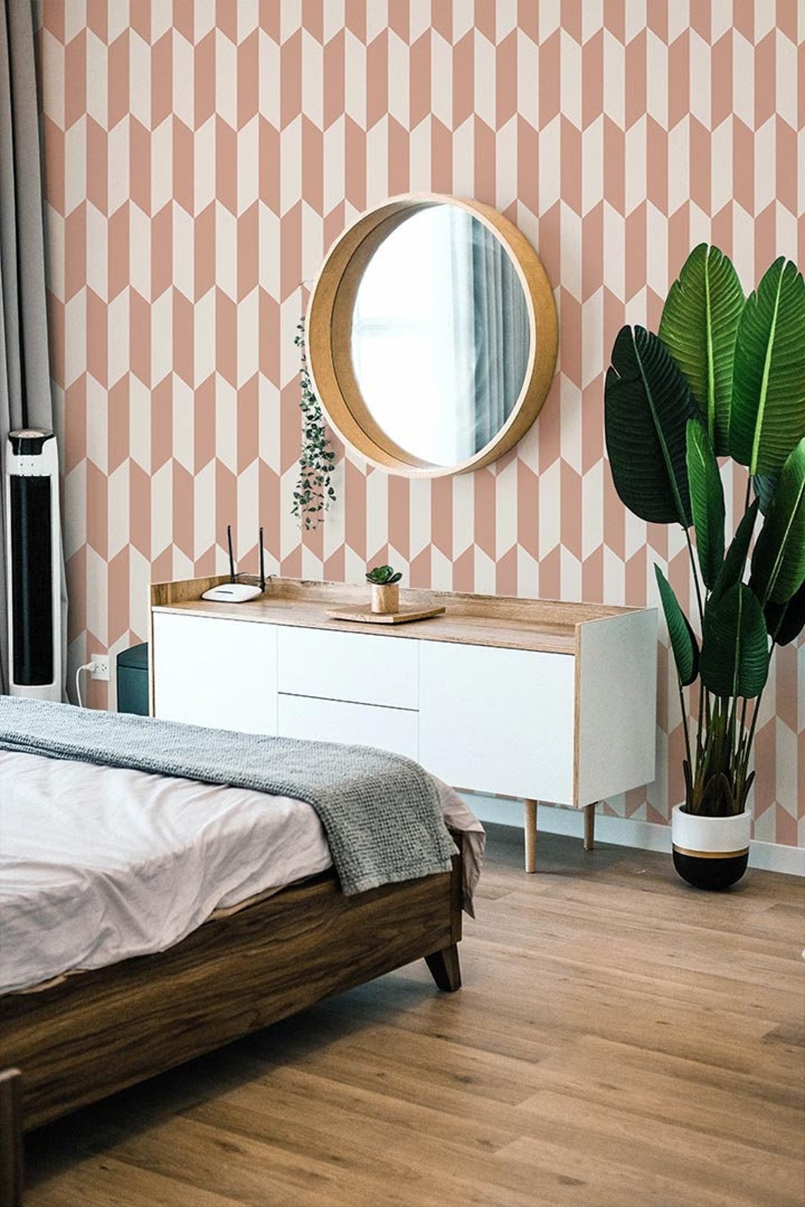 Pink Peel Stick Wallpaper Pink Geometric Removable Wallpaper - Etsy