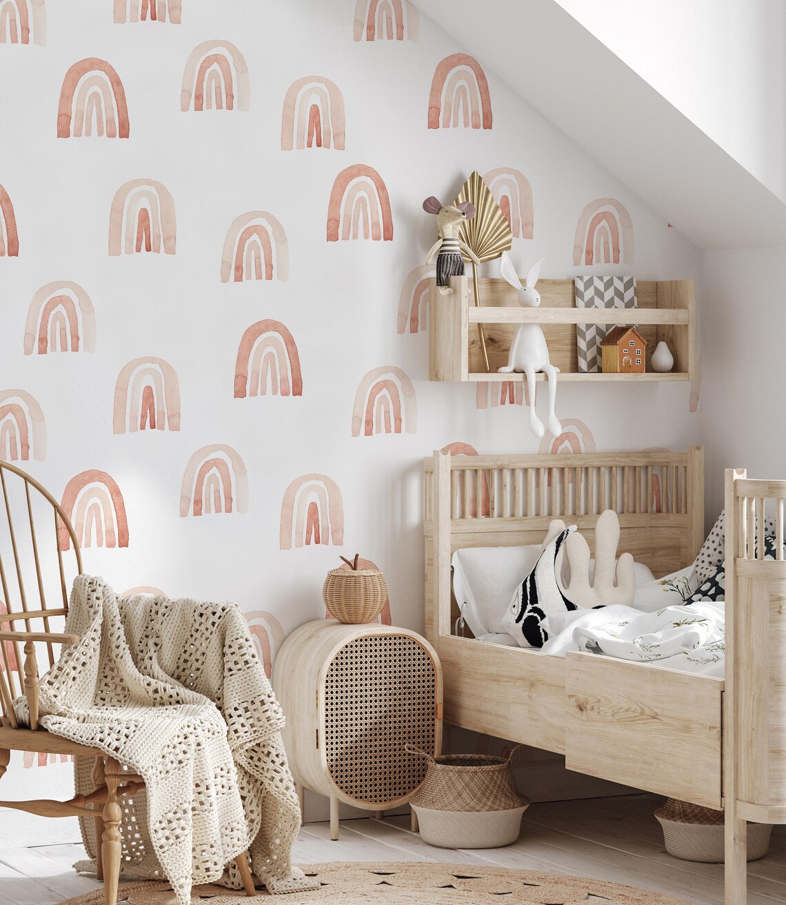 Watercolor Rainbow Nursery Wallpaper Peel and Stick Rainbow - Etsy