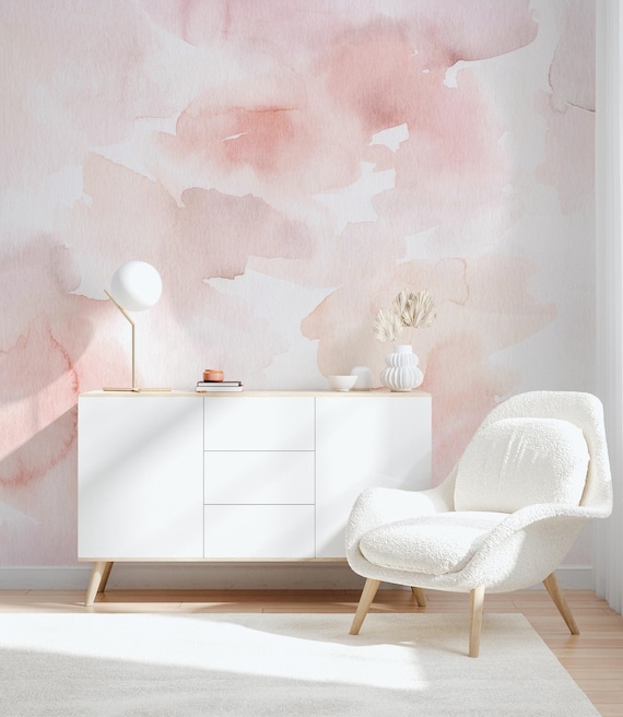 Watercolor Abstract Removable Wallpaper Pink Watercolor Peel - Etsy  Australia
