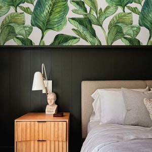 Removable wallpaper with Banana leaf print, Banana leaves peel and stick wallpaper, tropical leaf removable wallpaper for nursery image 4