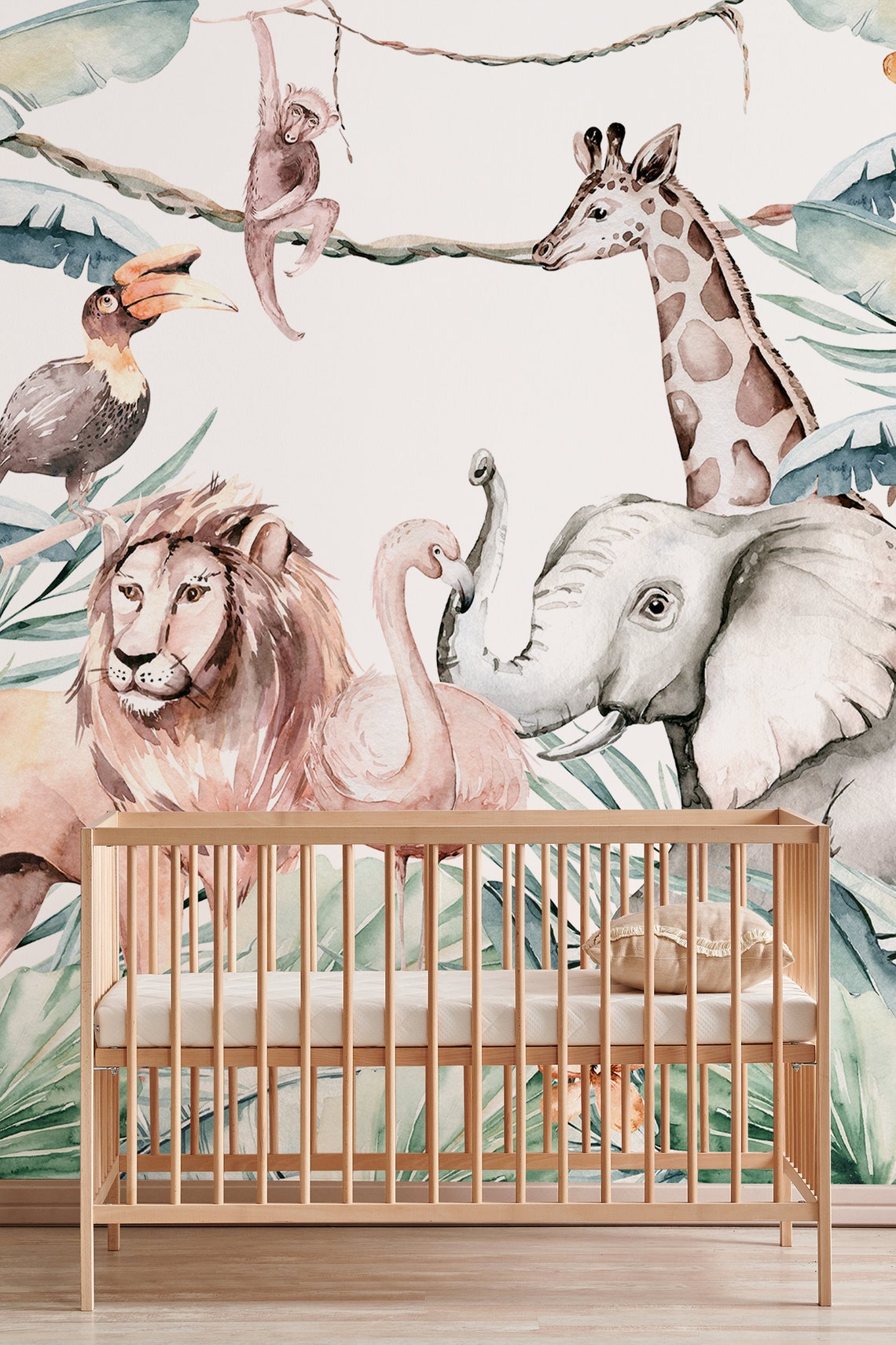 Animals wallpaper for nursery Nursery name sign Watercolor | Etsy