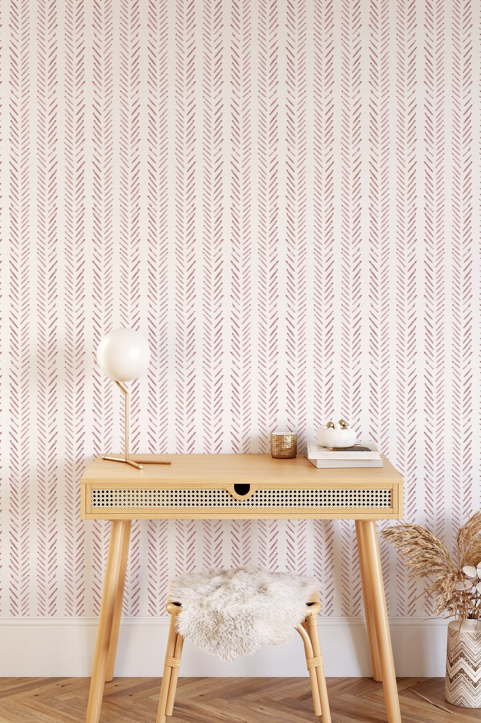 Pink Herringbone Wallpaper Pink Nursery Wallpaper Peel and Etsy