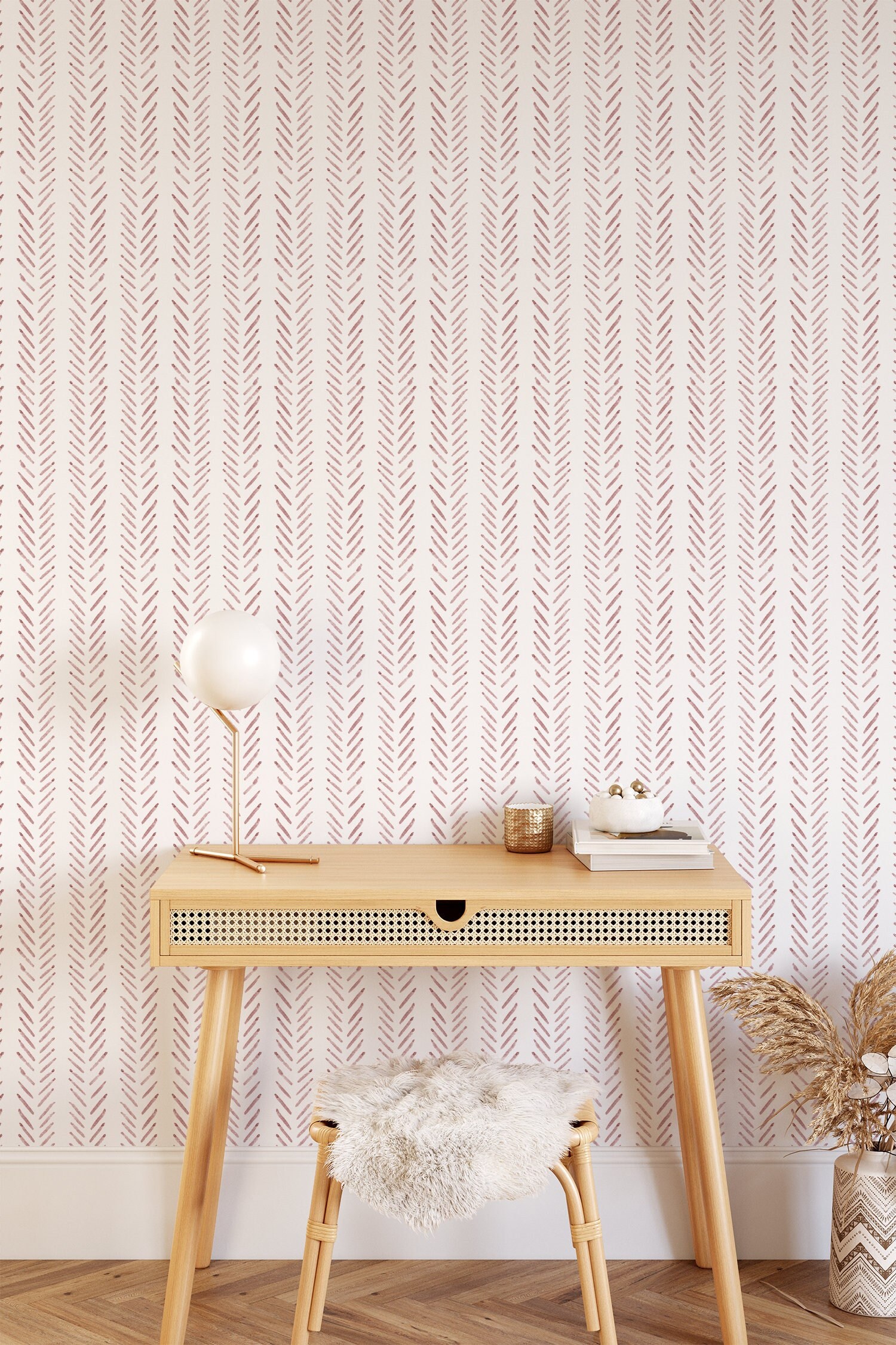 Analytisch Kreunt draagbaar Pink Herringbone Wallpaper Pink Nursery Wallpaper Peel and - Etsy Sweden