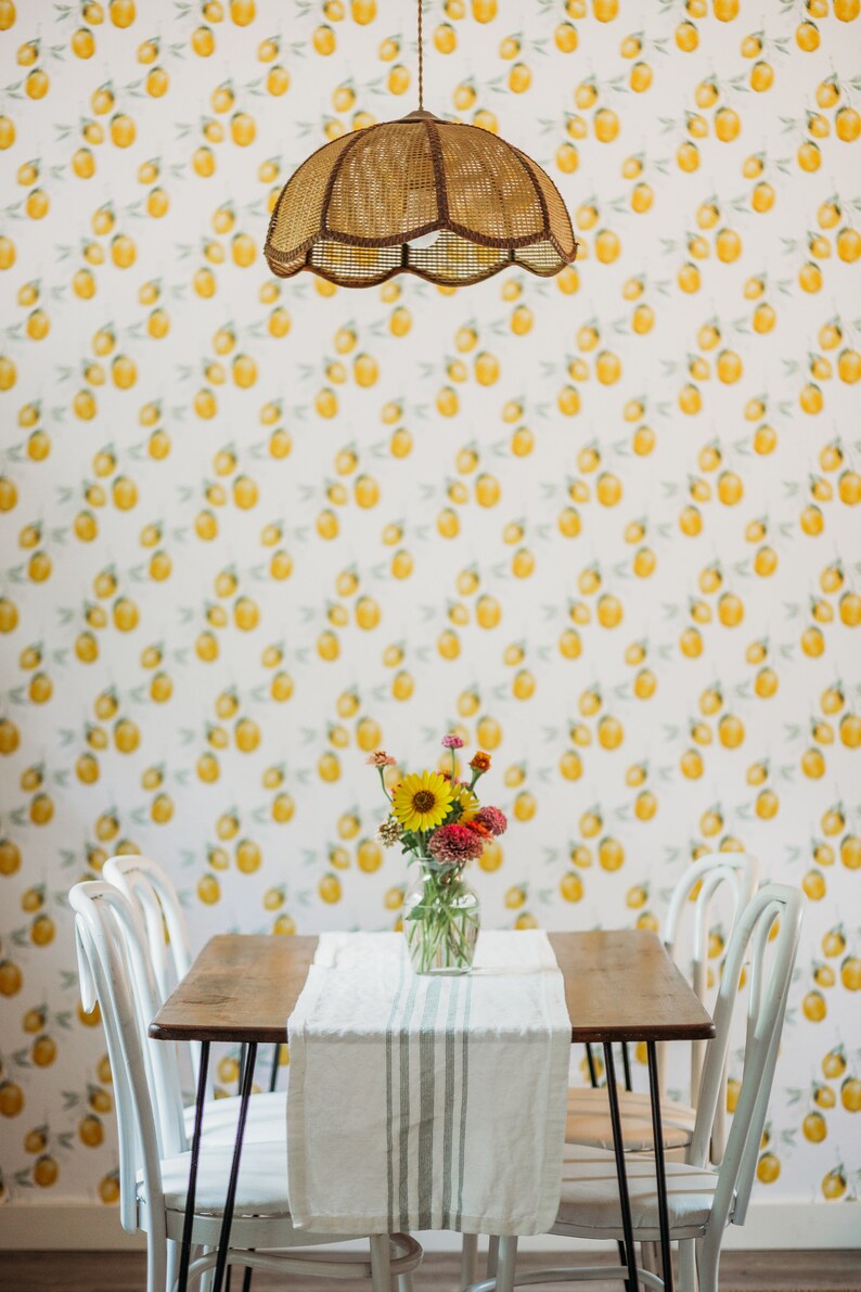 Lemon Wallpaper Removable Wallpaper Lemon Wallpaper Lemon Etsy