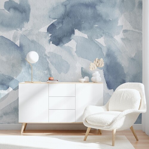 Mural Watercolor Mural Peel and Stick Abstract Mural Etsy