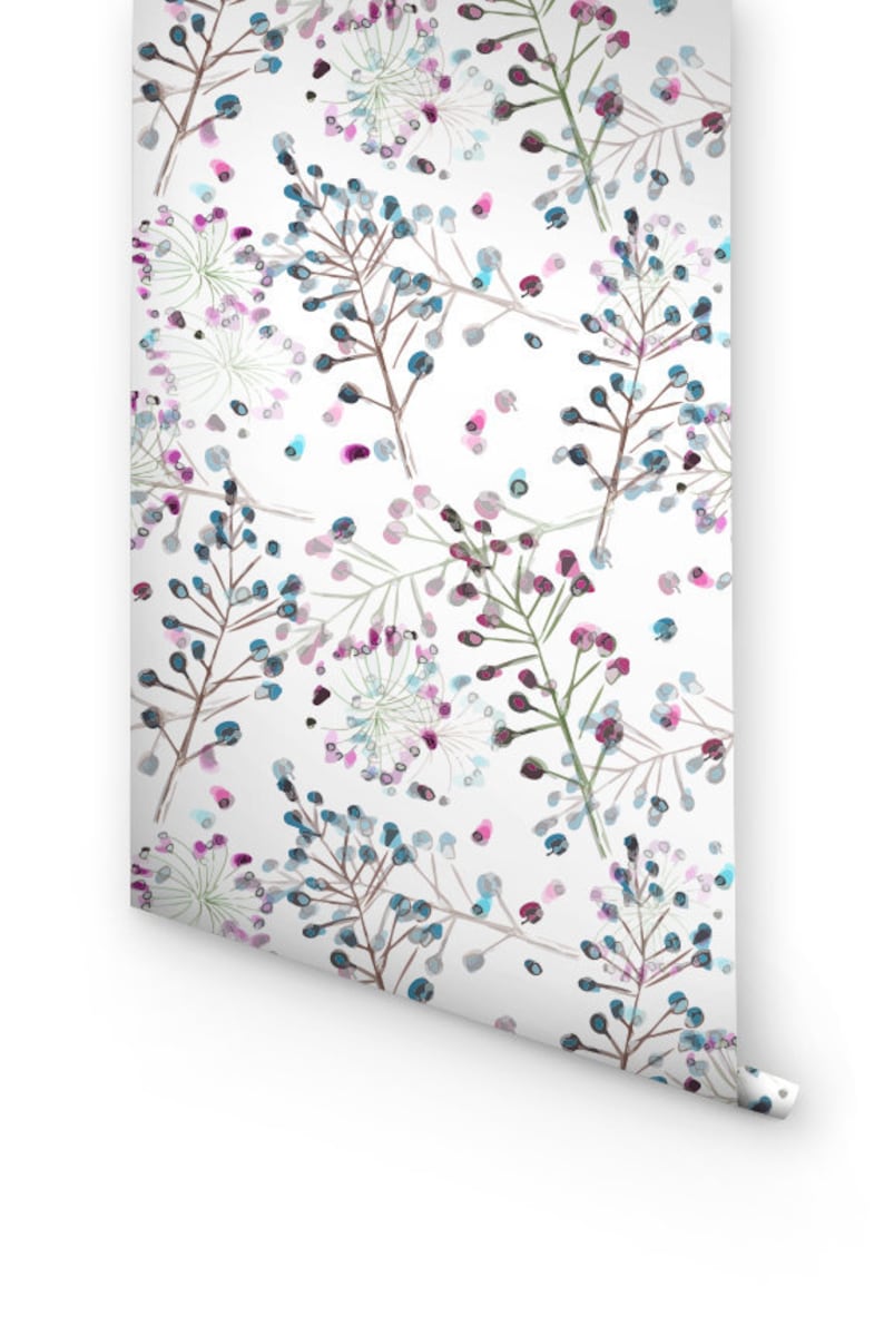 Floral wallpaper Nursery Wallpaper Botanical peel and stick Etsy