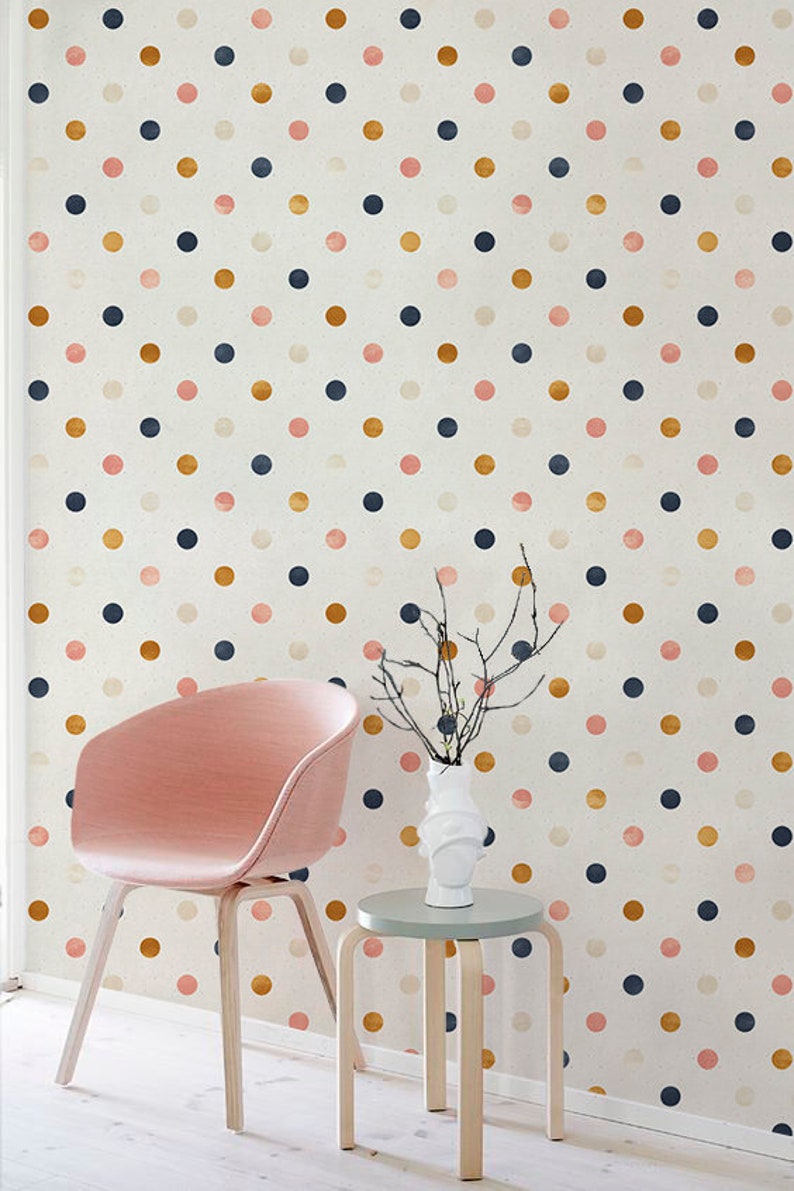 Peel and stick wallpaper with polka dot pattern Removable | Etsy