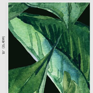 Wallpaper with green watercolor banana leaves pattern, Watercolor banana leaves wall decal, Large leaves removable wallpaper, Wall sticker image 5