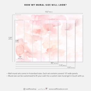 Watercolor abstract removable wallpaper, Pink watercolor peel and stick wallpaper, Watercolor wallpaper for nursery, Girl nursery, WFL113 image 6