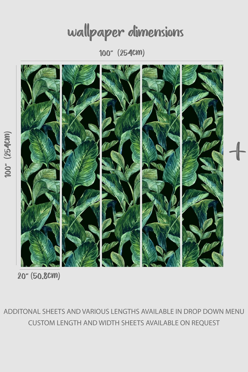 Removable wallpaper with Banana leaf print, Banana leaves peel and stick wallpaper, tropical leaf removable wallpaper for nursery image 7
