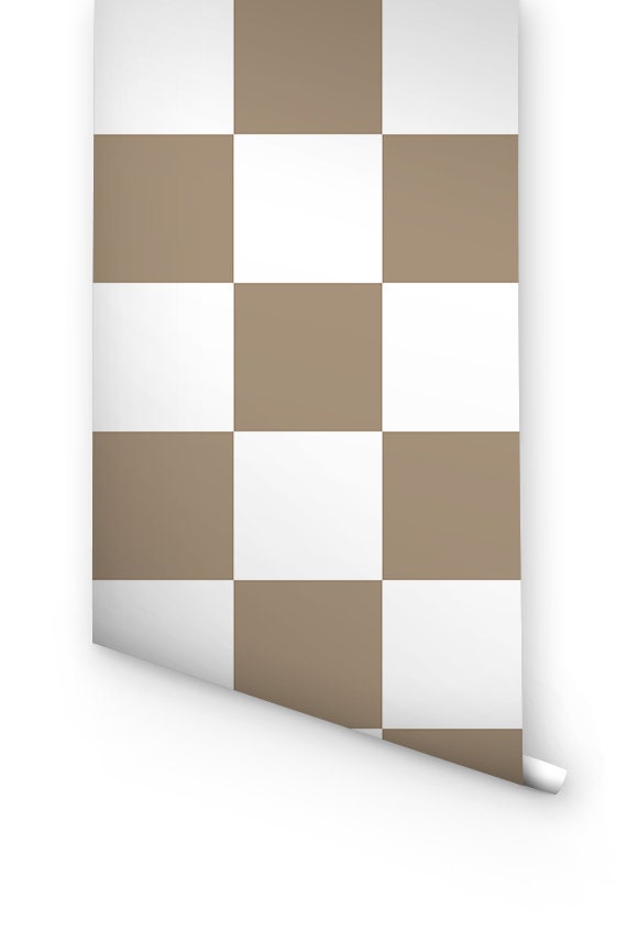 Beige Seamless Plaid Peel and Stick Wallpaper Sample - 19′′x19′′, PVC-Free