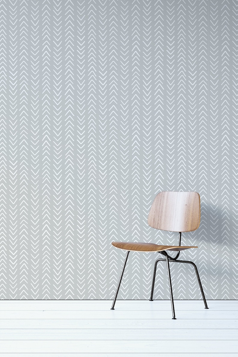 Peel and Stick Wallpaper With White Herringbone Pattern on a Etsy