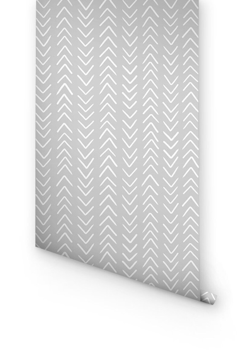 Peel and stick wallpaper with white herringbone pattern on a Etsy