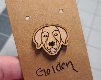 Golden Retriever Pin-golden Retriever-dog head pin-dog breed pin