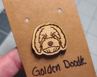 Golden doodle Pin-golden doodle Retriever-dog head pin-dog breed pin