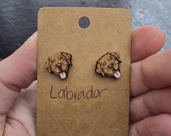 Labrador retriever laser cut wood stud earrings-labrador dog studs-labrador retriever dog earrings-stud labrador earrings-labordor