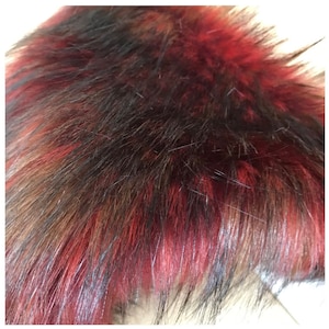 Luxury long thick faux fur red, black tones