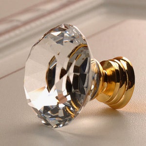 Glass Knobs / Crystal Knobs / Dresser Knobs / Drawer Pulls Handles Knob Clear Gold / Kitchen Cabinet Knobs Pull Handle Hardware Transparent