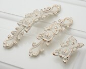 Shabby Chic Dresser Pulls Handles Drawer Knobs White Gold Silver French Country Kitchen Cabinet Handle Pull Antique Furniture Hardware