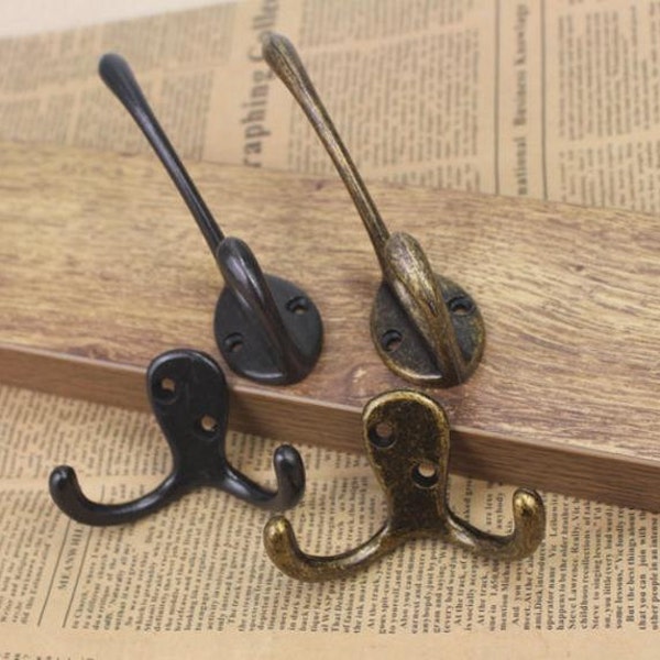 Antique Black Wall Hooks Decorative Hooks  Antique Bronze Coat Hangers / Vintage Style Curtain Tie Backs Hook Metal Retro