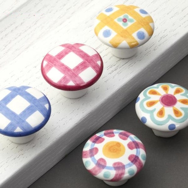 Children Drawer Knob Dresser Knobs Pulls Handles / Colorful Cream Kitchen Cabinet Knobs Ceramic Door Knob Kids Furniture Hardware