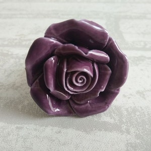 Purple Knobs Rose Flower Handles Pulls / Chic Dresser Knobs - Etsy