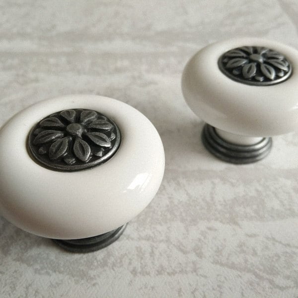 Boutons de commode / bouton de tiroir tire poignées / noir blanc rétro en céramique armoires de cuisine boutons meubles bouton tirer poignée porcelaine matériel