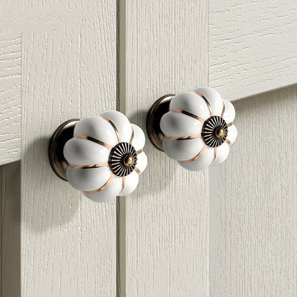 Ceramic Pumpkin Knobs Classic Drawer Pulls For Wardrobe Knob Cabinet Knobs Colorful Closet Knob