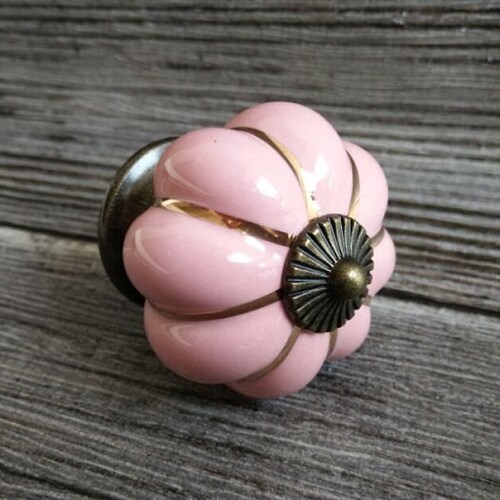 Pink Knobs Pumpkin Knobs Kitchen Dresser Knob Drawer Etsy
